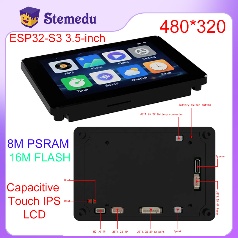 Espressif Esp32 - ミニESP32-S3静電容量式タッチipsモジュール,8m,psram,16m,arduino用フラッシュ,lvgl開発,480x320 lcdスクリーンディスプレイ,diy,3.5インチ