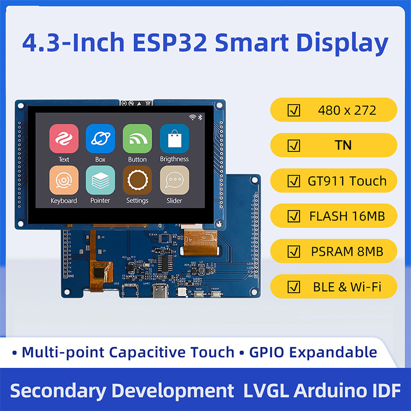 Esp32 P4 - ESP32 S3 4.3インチ 480*272静電容量式タッチスクリーン 8MB PSRAM